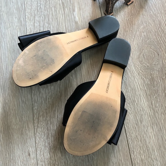 Rebecca Minkoff Bow Slip On Black Calista Sandals - Picture 5 of 6